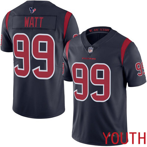 Houston Texans Limited Navy Blue Youth J J  Watt Jersey NFL Football #99 Rush Vapor Untouchable